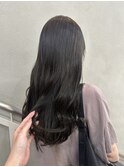 バレイヤージュボブヘアセミロング前髪タッセルボブ姫カット