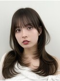 顔周り 前髪 レイヤーカット 韓国ヘア 透明感カラー