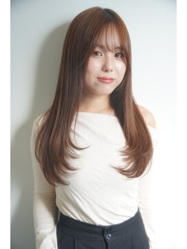韓国風レイヤーカット柔らかブラウンベージュカラーブリーチなし
