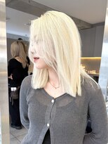 サンクプロジェクト(cinq PROJECT) ハイトーン切りっぱなしショートボブホワイトブロンドベージュ