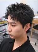 名駅メンズパーマルーズショートアクティブショートツイスパ緩め