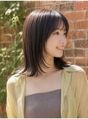 ボブレイヤーボブディ前下がりレイヤーボブ小顔顔周り黒髪肩下
