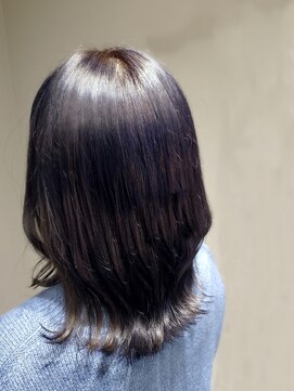 アクシー ヘアーアンドメイク(AXY HAIR&MAKE) くびれヘア/ネイビーアッシュ/鎖骨ミディアム/ブルーラベンダー