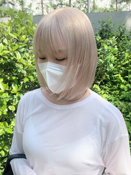 ベレーザ 渋谷(BELEZA) ba608_ハイトーンカラープラチナベージュノンジアミンカラーボブ