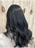 大人かわいいロングブルーブラック