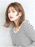 インナーカラー、無造作、ミディアム