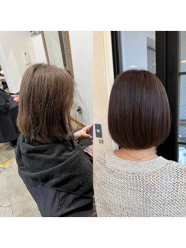ディッシュ 五反田(dish) ミニボブ/ブリーチ透明感グレージュ★五反田美容院