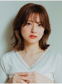外はねミディアム/レイヤーカット/ブラウン◎30代40代50代