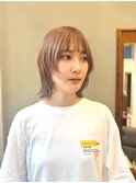 【大前晴奈】ミルクティーベージュ/ミディアムウルフ