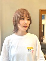 【大前晴奈】ミルクティーベージュ/ミディアムウルフ