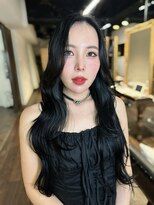 シェノン 心斎橋(CHAINON)&nbsp;黒髪グレーベージュレイヤーロングアッシュカラー前髪パーマ