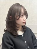 透明感グレージュワンカラー髪質改善小顔ワンレンレイヤーカット