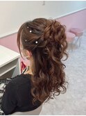 お団子ハーフアップ