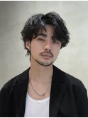 シャドウパーマスパイラルパーマセンターパート大人メンズヘア