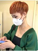 オレンジカラー/ベリーショート/ケアブリーチ/暖色［渋谷］