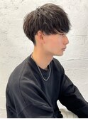 ソフトツイストパーマツーブロックマッシュ束感ショート刈り上げ