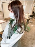 インナーカラーホワイト/裾カラーグリーン/エンドカラー名古屋