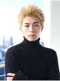 ツーブロック刈り上げビジネス短髪束感ハイトーンアップバング