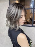 バレイヤージュ、ハイライト、レイヤーカット、グレージュ