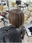コントラストハイライトイメチェン外ハネボブ美髪ブリーチ所沢