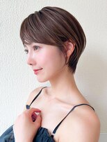 大人可愛い/耳かけショートボブ/メルティカラー/似合わせカット