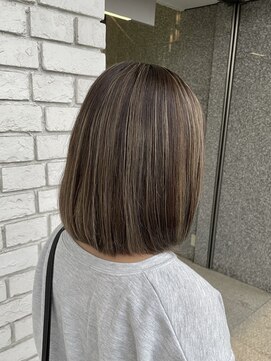 オーガニックエコ 川越(organic+eco) 30代40代大人かっこいいグレージュハイライト×ボブ