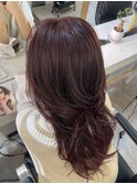 ハイライトミディアムヘア暗めカラーオリーブグレー