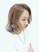 【バレイヤージュ インナーカラー】外ハネミディアムボブ
