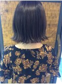 外ハネ切りっぱなしボブ×ラベンダーアッシュ
