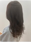 髪質改善トリートメント_マロンベージュ Aラインボブ かきあげ