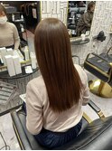大人可愛い透明感立体感グレージュ×エアストレート