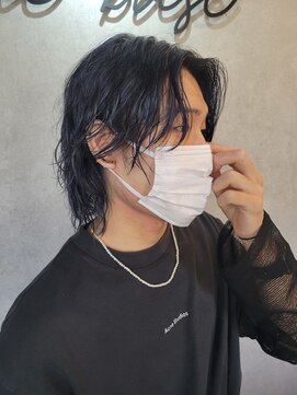 ザベース(the base) メンズショート×ブラック×酸性パーマ