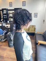 ヘアーワークス ボナ(HAIR WORKS bona.) イケメンショートウルフ スパイラルパーマ 黒髪パーマ