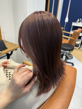 ユニ バイ マグ 長野店(Uni.by Mag) 20代30代40代シアーピンク透明感くびれボブ外ハネ乾かすだけ