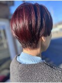 ボルドーカラー　マッシュショート　髪質改善20代30代40代50代