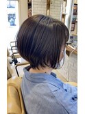 大人ショートボブ×アッシュベージュ30代40代50代