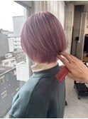 ピンクショート/ショートボブ/ハイトーン/暖色系カラー