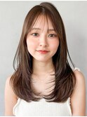 大人可愛いイメチェンナチュラルカール斜めバング#404f0531