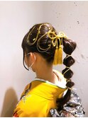 可愛い和装ポニーテール