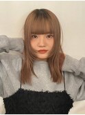 ブリーチカラー レイヤーカット ぱっつん前髪【天神/今泉】