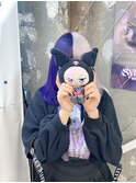 ホワイトアッシュパープルツートンカラーストレート韓国ヘア