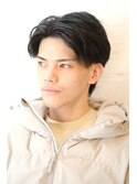 【新富町】メンズ耳出しショートアップバング<理容室>