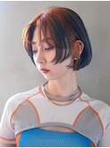 ボブ美髪ブリーチミディアムショートグレージュ_ba535171