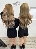 【レミー100%/54cm】シールエクステ×カット