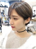 ★レイヤーカットデザインカラーオリーブベージュウェットヘア