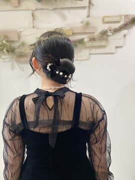 ヘアセットサロンエッジ(Edge) リボンカチモリでパーティヘア