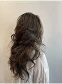 ニューヨークドライカット×白髪ぼかし×くせ毛生かしロング