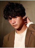 メンズマッシュウルフカット波巻きツイストスパイラルパーマ