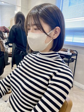ラボヌールヘアーグレース 門前仲町店(La Bonheur hair grace) 【杉本】ボブ/オリーブベージュ/切りっぱなしボブ/顔周りカット