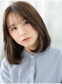 細めハイライト先パーマ透明感カラー丸みボブr古河10代20代